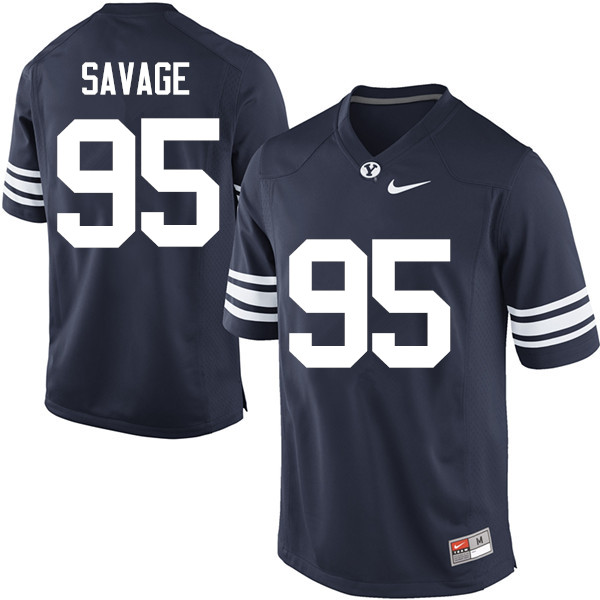 Men #95 Cody Savage BYU Cougars College Football Jerseys Sale-Navy